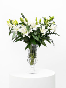 White Double Lily Crystal Vase
